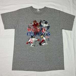Vtg Boston Red Sox 2007 World Series Men’s T-Shirt Sz Large Y2K Grey A4